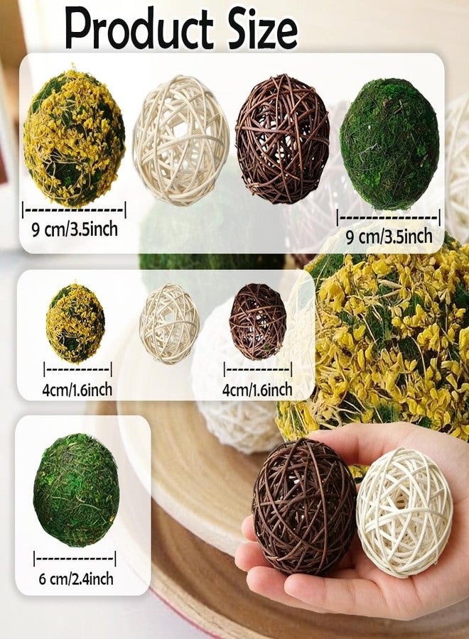 Tinsow 18Pcs Decorative Balls for Bowls, Mixed Moss Balls, Rattan Wicker Orbs & Dried Floral Sphere Bowl Fillers Decor for Home Table Centerpiece Wedding - Image 5
