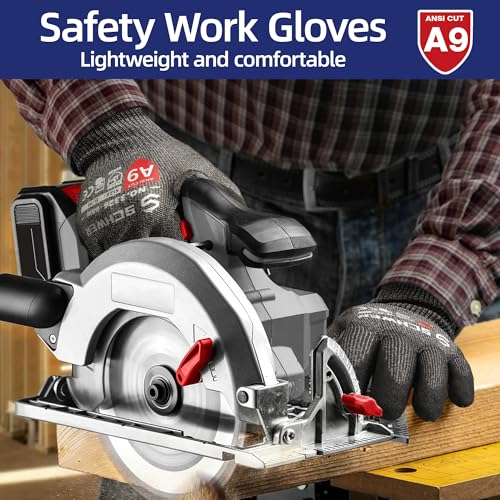 Schwer ProGuard Highest Level Cut Resistant Work Gloves PR3326 for Extreme Protection，ANSI A9 Cut Gloves with Reinforced Thumb, Non Slip, Breathable, Durable, Touch-screen, Non PFAS, Black 1 Pair（M） - Image 4