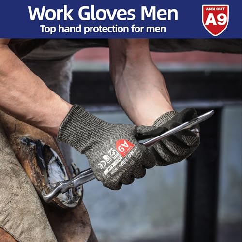 Schwer ProGuard Highest Level Cut Resistant Work Gloves PR3326 for Extreme Protection，ANSI A9 Cut Gloves with Reinforced Thumb, Non Slip, Breathable, Durable, Touch-screen, Non PFAS, Black 1 Pair（M） - Image 5