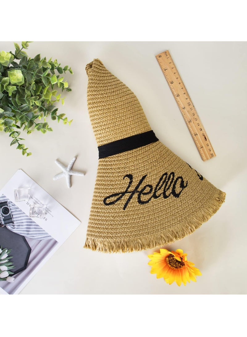 KASTWAVE Womens Bowknot Straw Sun Hat, KASTWAVE Floppy Summer Beach Cap with Bow Neck Cover UPF 50+ UV Protection Wide Brim Folding Visor Hat Outdoors - Image 3