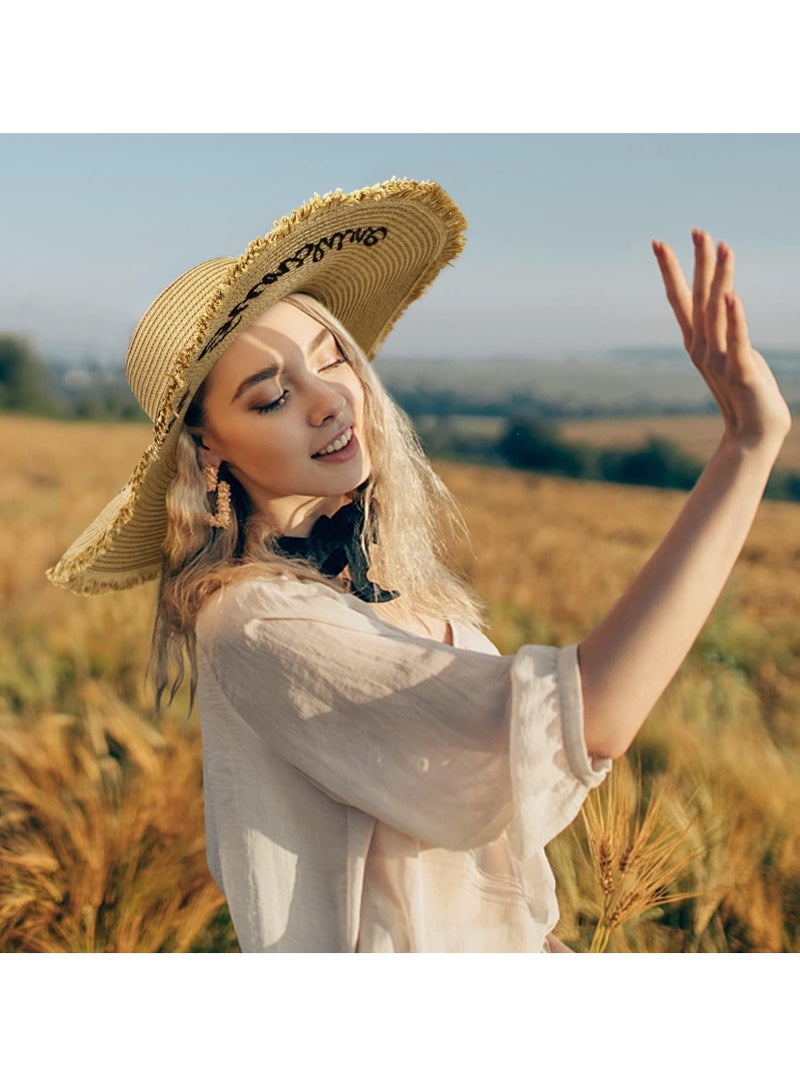 KASTWAVE Womens Bowknot Straw Sun Hat, KASTWAVE Floppy Summer Beach Cap with Bow Neck Cover UPF 50+ UV Protection Wide Brim Folding Visor Hat Outdoors - Image 4