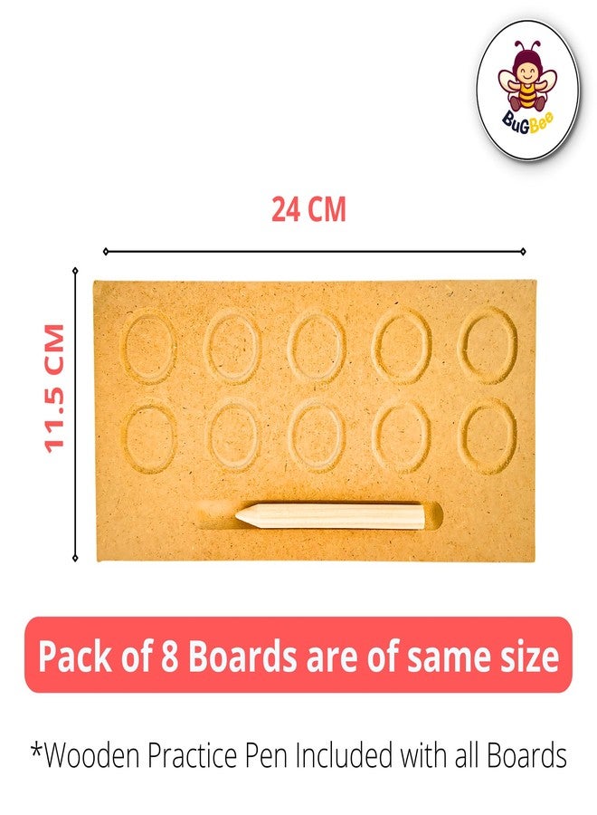 BuGBee Educational Tracing Wooden Board for Kids | Counting Learning Puzzle for Children | Writing Slate for Toddlers | Montessori Toy for 2+ 3+ Years | Handwriting Practice Prewriting Board Set of 8 - Image 5