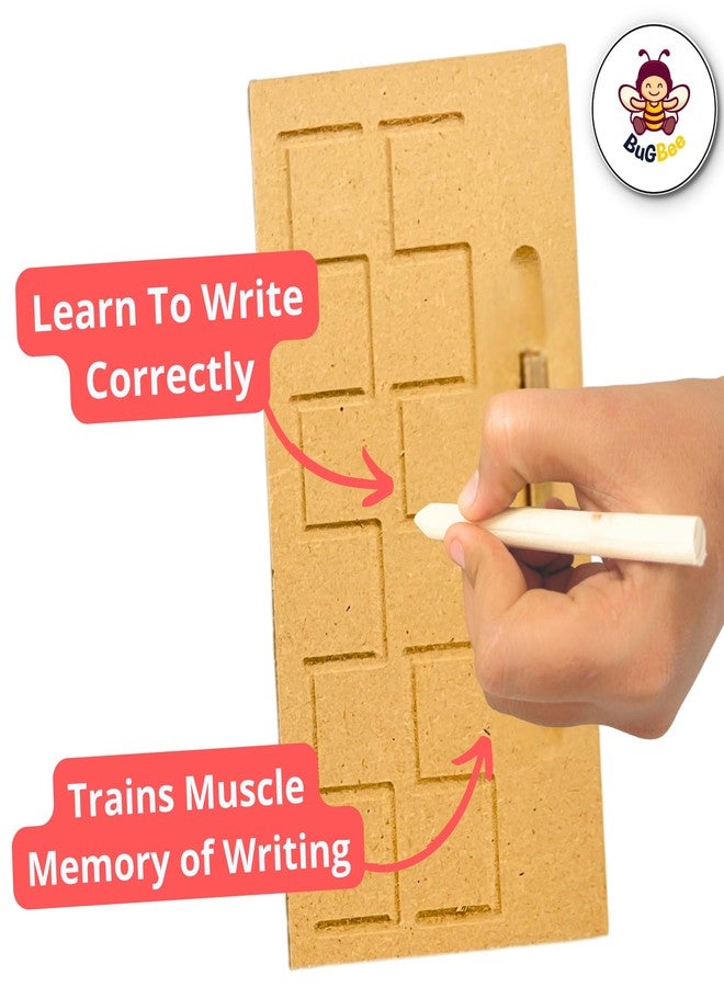 BuGBee Educational Tracing Wooden Board for Kids | Counting Learning Puzzle for Children | Writing Slate for Toddlers | Montessori Toy for 2+ 3+ Years | Handwriting Practice Prewriting Board Set of 8 - Image 2