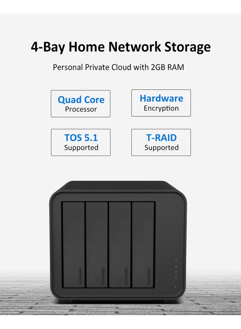 TERRAMASTER TERRAMASTER F4-212 4 Bay NAS - Quad Core CPU, 2GB DDR4 RAM, Network Attached Storage Personal Cloud with Rich Backup Solutions (Diskless) - Image 2