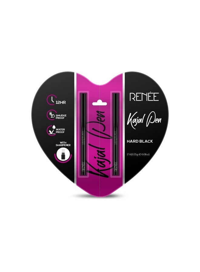 Renee قلم كحل أسود صلب مع مبراة، عبوة من قطعتين، 0.35 جم، لمسة نهائية غير لامعة، لون غني، تركيبة مقاومة للتلطخ والماء تدوم طويلاً - Image 1