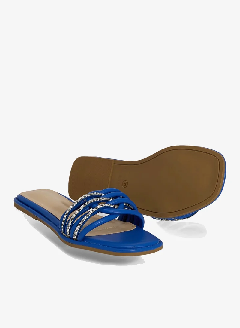 Ella Blue Woven Strap Flat Sandal for Women | Best Price UAE