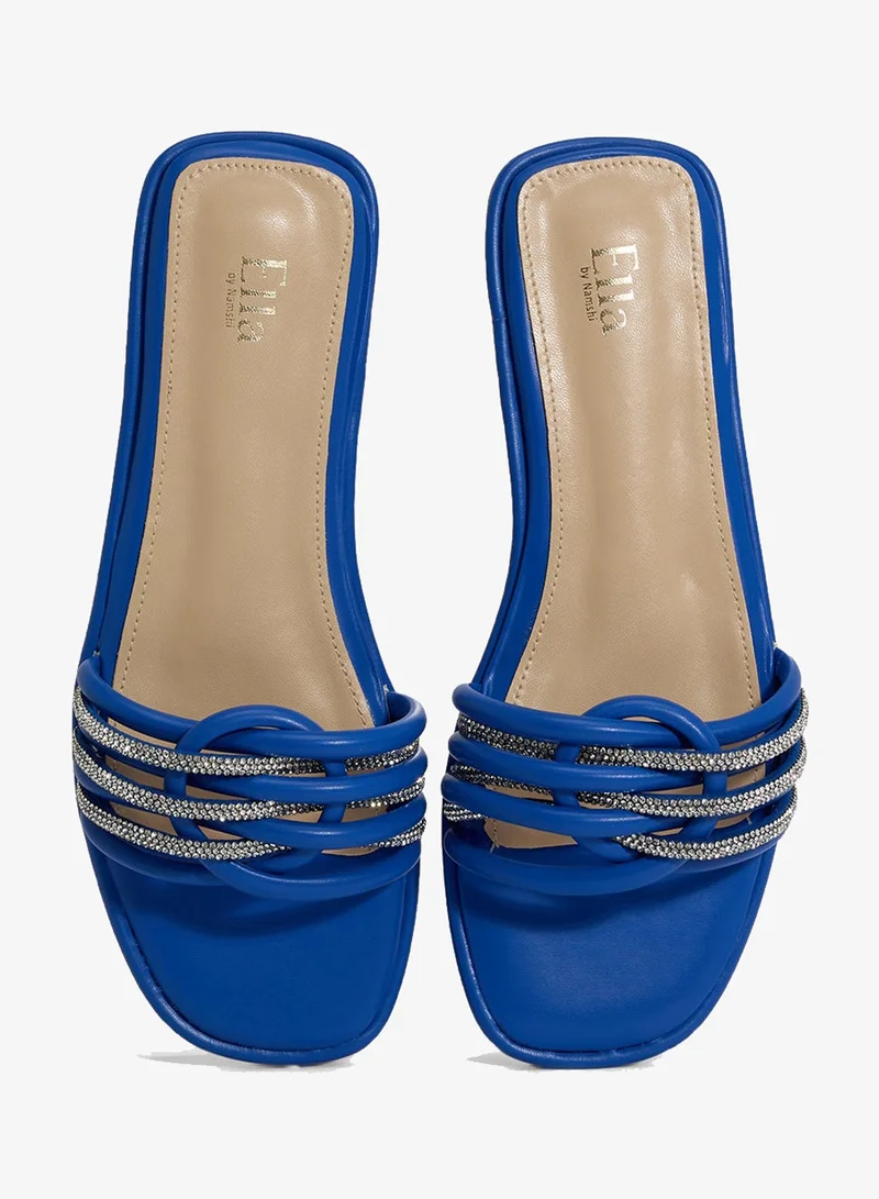 Ella Blue Woven Strap Flat Sandal for Women | Best Price UAE