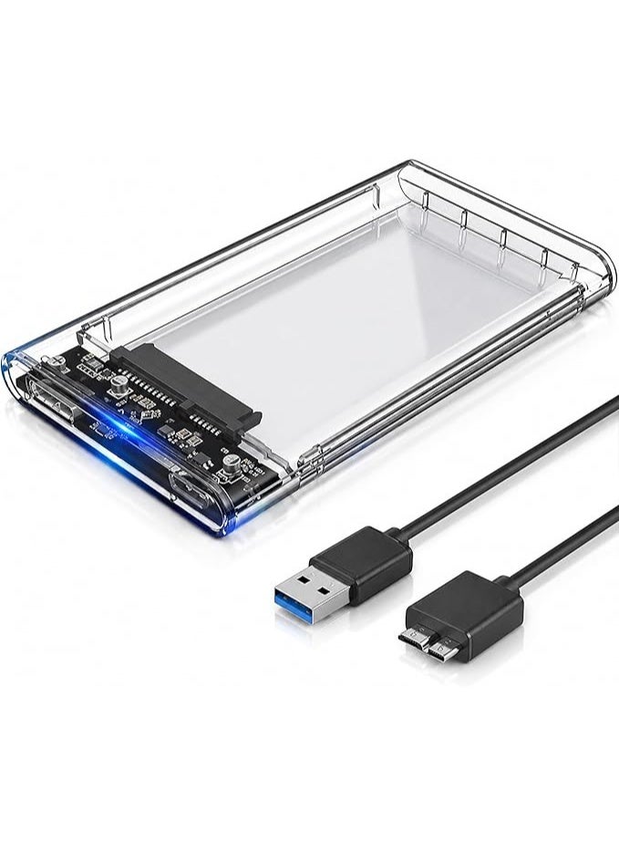 غطاء / علبة قرص صلب خارجي LUPO مقاس 2.5 بوصة HDD/SSD - منفذ USB 3.0 SATA - شفاف بدون أدوات - Image 1