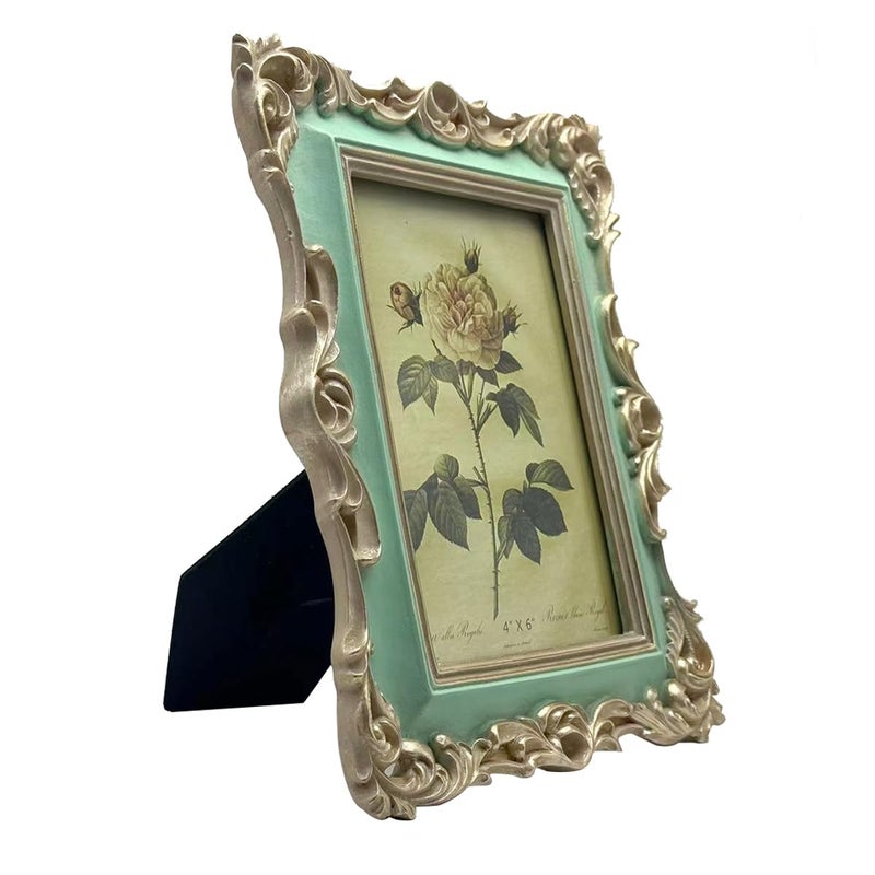 CISOO 4x6 Vintage Picture Frame Antique Ornate Green Photo Frame, for Table Top and Wall Display, Decorative Floral Design Retro Home Decor, Photo Gallery Art - Image 5
