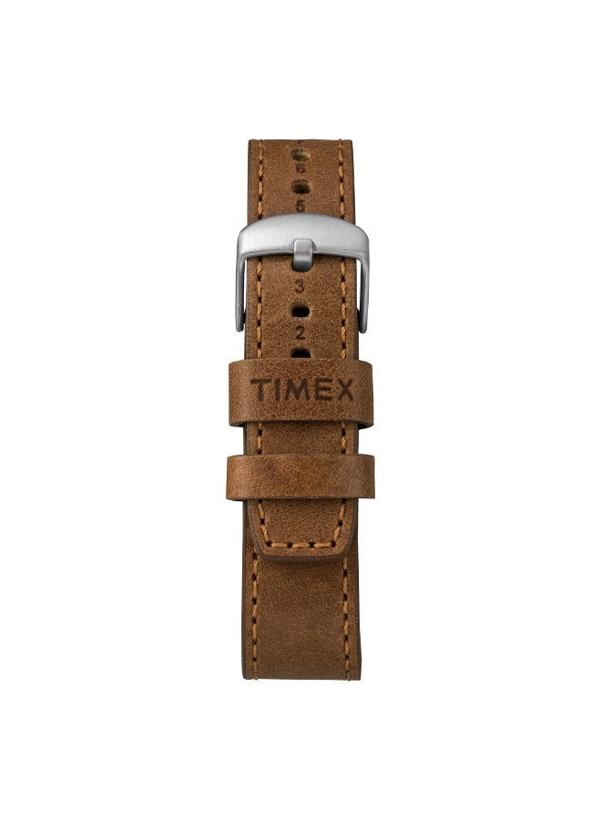 TIMEX HERITAGE WATERBURY TAN LEATHER & BLACK DIAL UNISEX WATCH  INDIGLO NIGHTLIGHT - Image 3