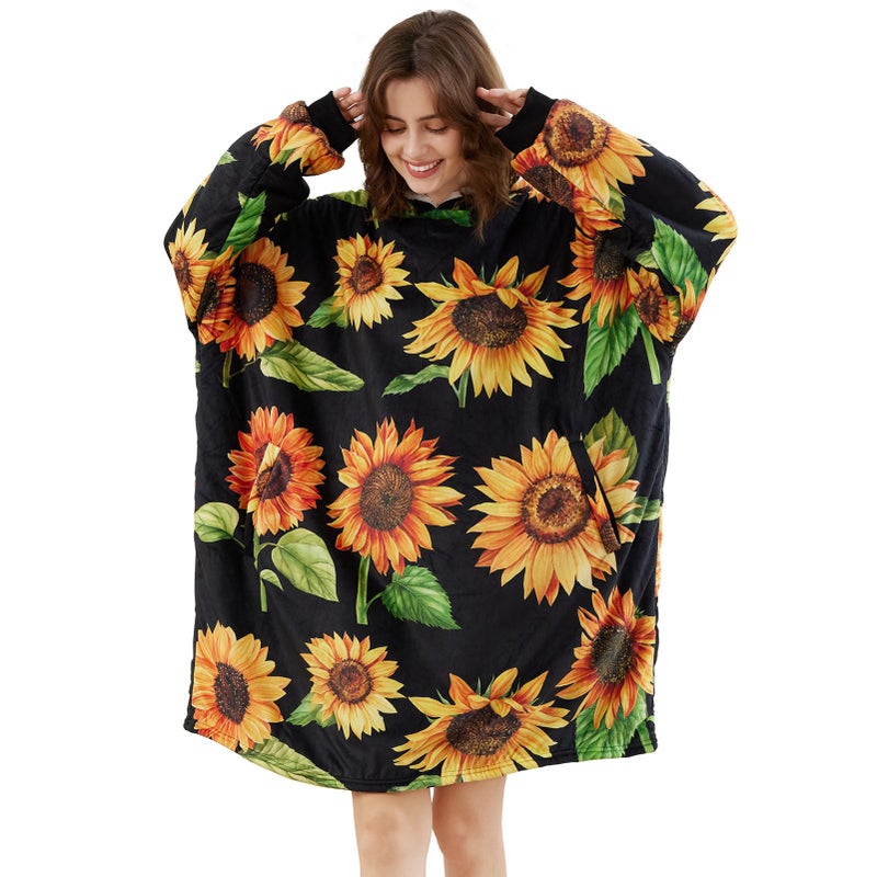 LetsFunny Blanket HoodieOversized Wearable Sherpa Fleece Blanket SweatshirtSuper Soft Warm Cozy with Giant PocketGifts for Women Men Adults Teenagers Kids One Size Fits All