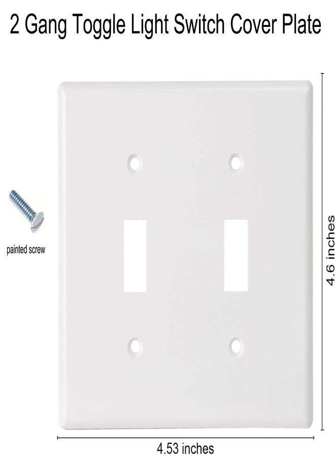 ZEFTV Toggle Light Switch Wall Plates 2-Gang Switch Electrical Cover Pate Unbreakable Thermoplastic Faceplate, White (4 Pack) - Image 4