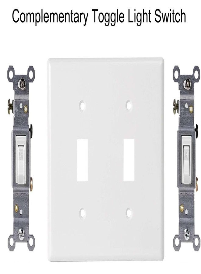 ZEFTV Toggle Light Switch Wall Plates 2-Gang Switch Electrical Cover Pate Unbreakable Thermoplastic Faceplate, White (4 Pack) - Image 3