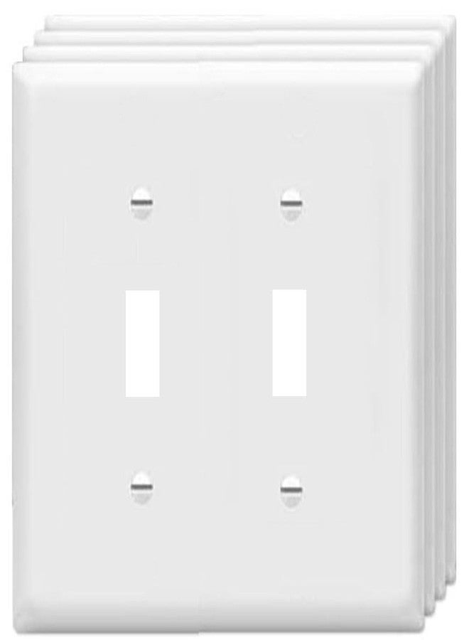 ZEFTV Toggle Light Switch Wall Plates 2-Gang Switch Electrical Cover Pate Unbreakable Thermoplastic Faceplate, White (4 Pack) - Image 1