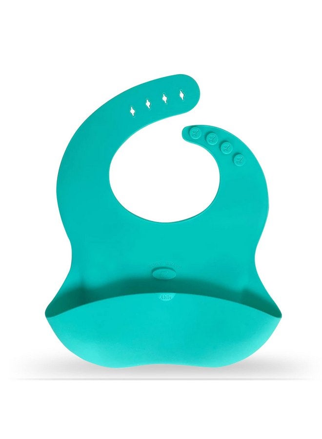 Abiie Ruby Wrapp Silicone Bibs for Babies - Waterproof Bib Made with Stain Resistant Material - Front Pocket for Catching Food - Silicone Toddler Bibs (Turquoise) - Image 1