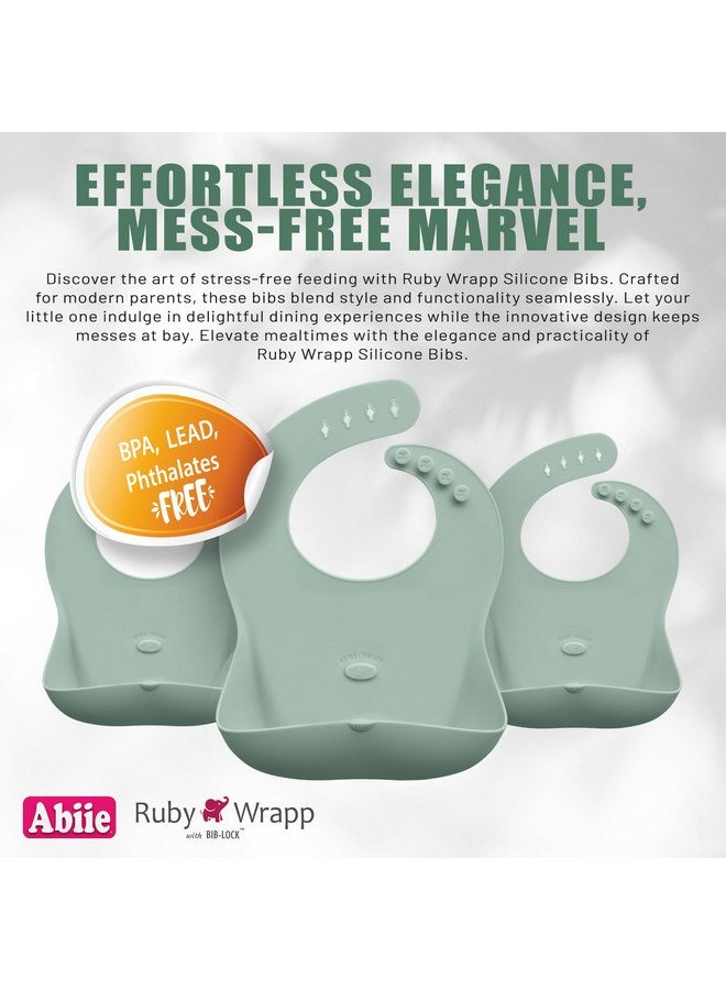 Abiie Ruby Wrapp Silicone Bibs for Babies - Waterproof Bib Made with Stain Resistant Material - Front Pocket for Catching Food - Silicone Toddler Bibs (Turquoise) - Image 2
