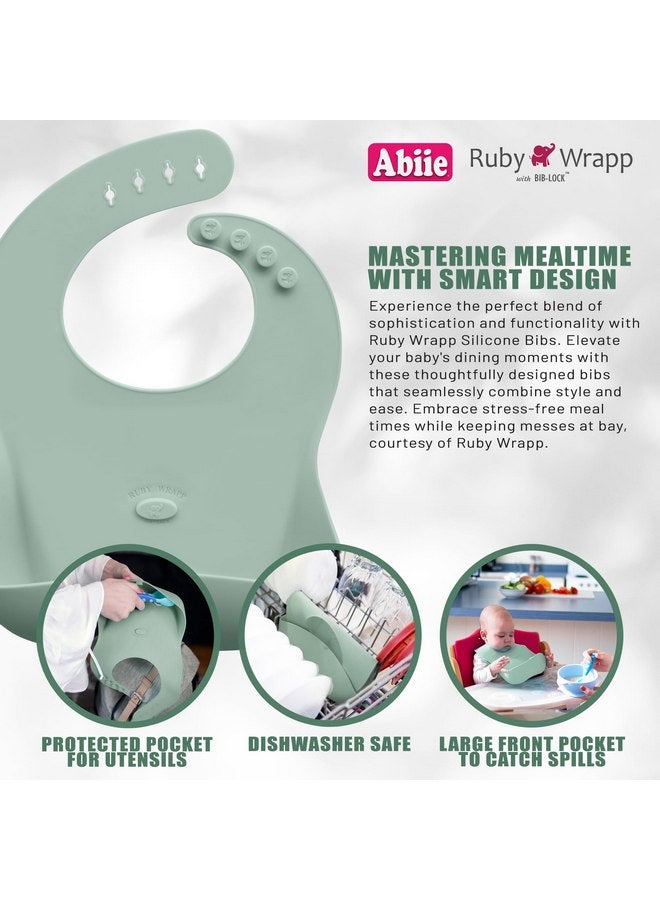 Abiie Ruby Wrapp Silicone Bibs for Babies - Waterproof Bib Made with Stain Resistant Material - Front Pocket for Catching Food - Silicone Toddler Bibs (Turquoise) - Image 3
