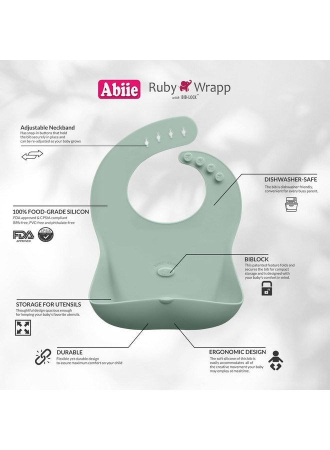 Abiie Ruby Wrapp Silicone Bibs for Babies - Waterproof Bib Made with Stain Resistant Material - Front Pocket for Catching Food - Silicone Toddler Bibs (Turquoise) - Image 4