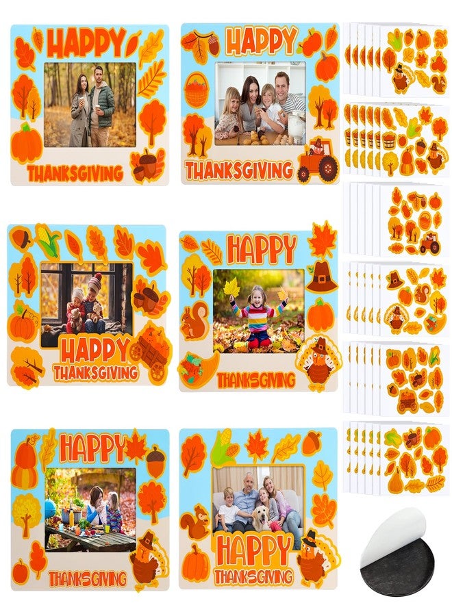 Blueweenly 24 Sets Happy Thanksgiving Magnet Picture Frames Crafts for Kids Fall Turkey Photo Frames Fall Magnet Art and Craft DIY Project for Autumn Thanksgiving Favors Gift Game Classroom Activities - Image 1
