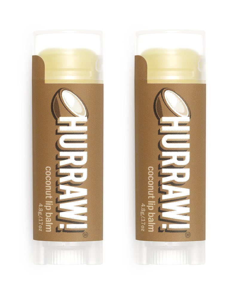 Hurraw Coconut Lip Balm 2 Pack Organic Certified Vegan Cruelty and Gluten Free NonGMO 100 Natural Ingredients Bee Shea Soy and Palm Free Made in USA