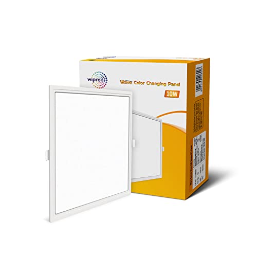 wipro Plastic Garnet 10W Wave CCT Square Panel|Colour Changing Panel|Warm White,Neutral White,Cool White,Slim Border & Sleek Design|Recessed Downlighter for False Ceiling|Cutout 130x130mm|Pack of 1 - Image 1