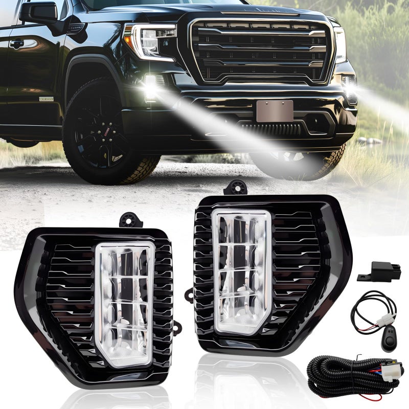 LED Fog Lights fit for 20192022 GMC Sierra 1500 Front Bumper Driving Lamps with Switch Assembly  Wiring Harness Left and Right Pair