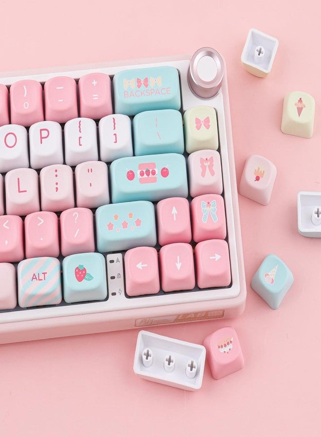TYRIXKI PBT Keycaps 132 Keys MOA Keycaps, Cream Strawberry Cute Keycaps Dye-Sublimation Custom Keycap Set for Cherry Gateron MX Swithes Mechanical Keyboards - Image 2