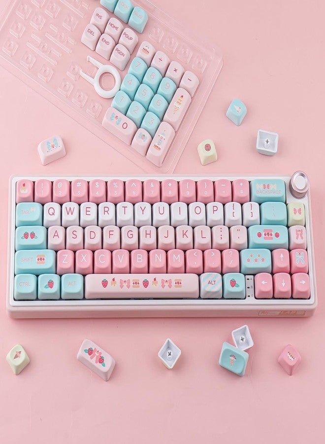 TYRIXKI PBT Keycaps 132 Keys MOA Keycaps, Cream Strawberry Cute Keycaps Dye-Sublimation Custom Keycap Set for Cherry Gateron MX Swithes Mechanical Keyboards - Image 3