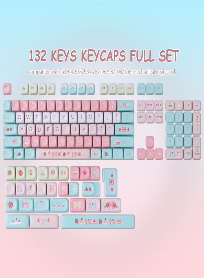 TYRIXKI PBT Keycaps 132 Keys MOA Keycaps, Cream Strawberry Cute Keycaps Dye-Sublimation Custom Keycap Set for Cherry Gateron MX Swithes Mechanical Keyboards - Image 5