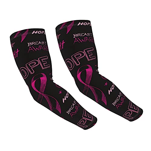 SAPOY Ribbon Breast Cancer Awareness UV Protection Cooling Arm Sleeves Perfect for Cycling Driving Running Basketball Men & Women - Image 1