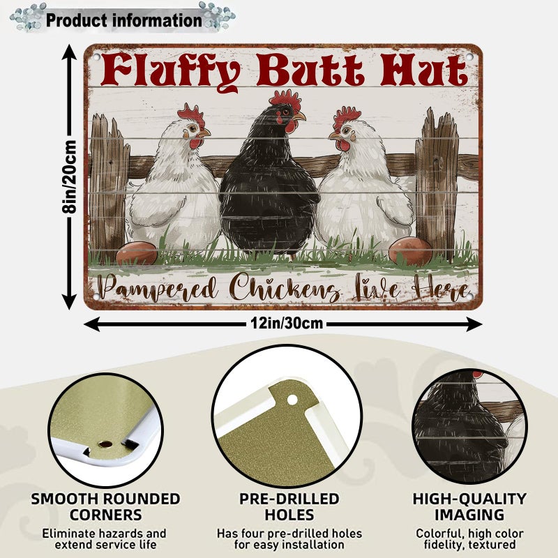 GJXFTPTTBD Chicken Coop Metal Sign Accessories Funny Chicken Coop Sign For Home Decor Kitchen Decoration Wall Art Farm Farmhouse Vintage Decor 12 * 8in - Image 2