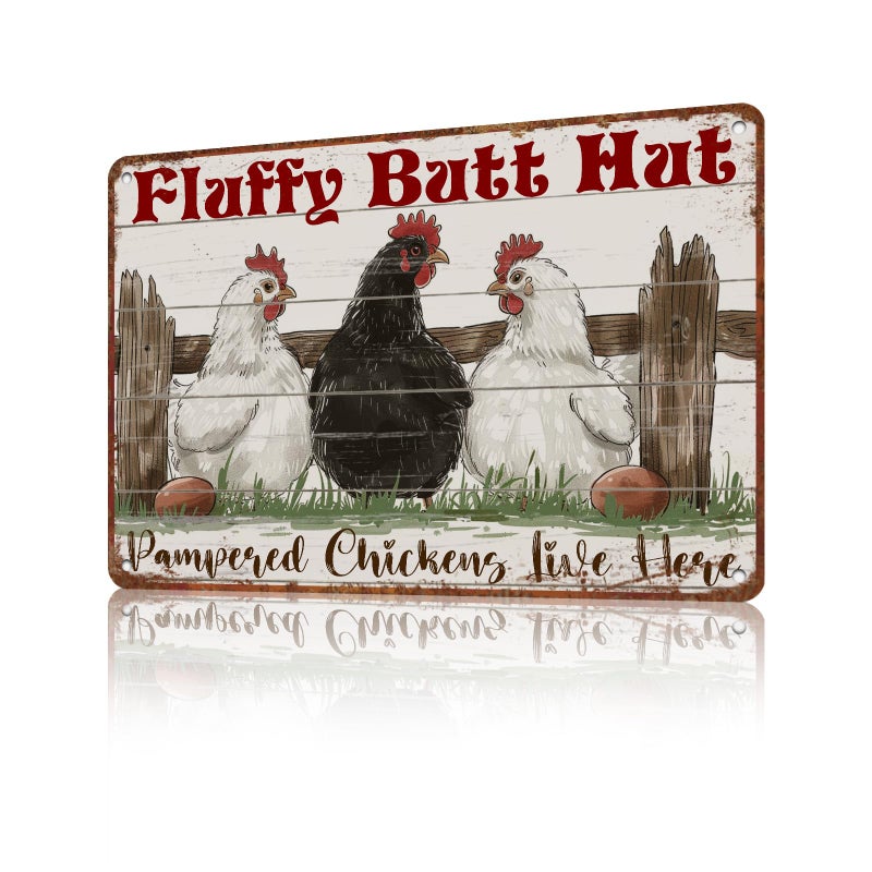GJXFTPTTBD Chicken Coop Metal Sign Accessories Funny Chicken Coop Sign For Home Decor Kitchen Decoration Wall Art Farm Farmhouse Vintage Decor 12 * 8in - Image 1