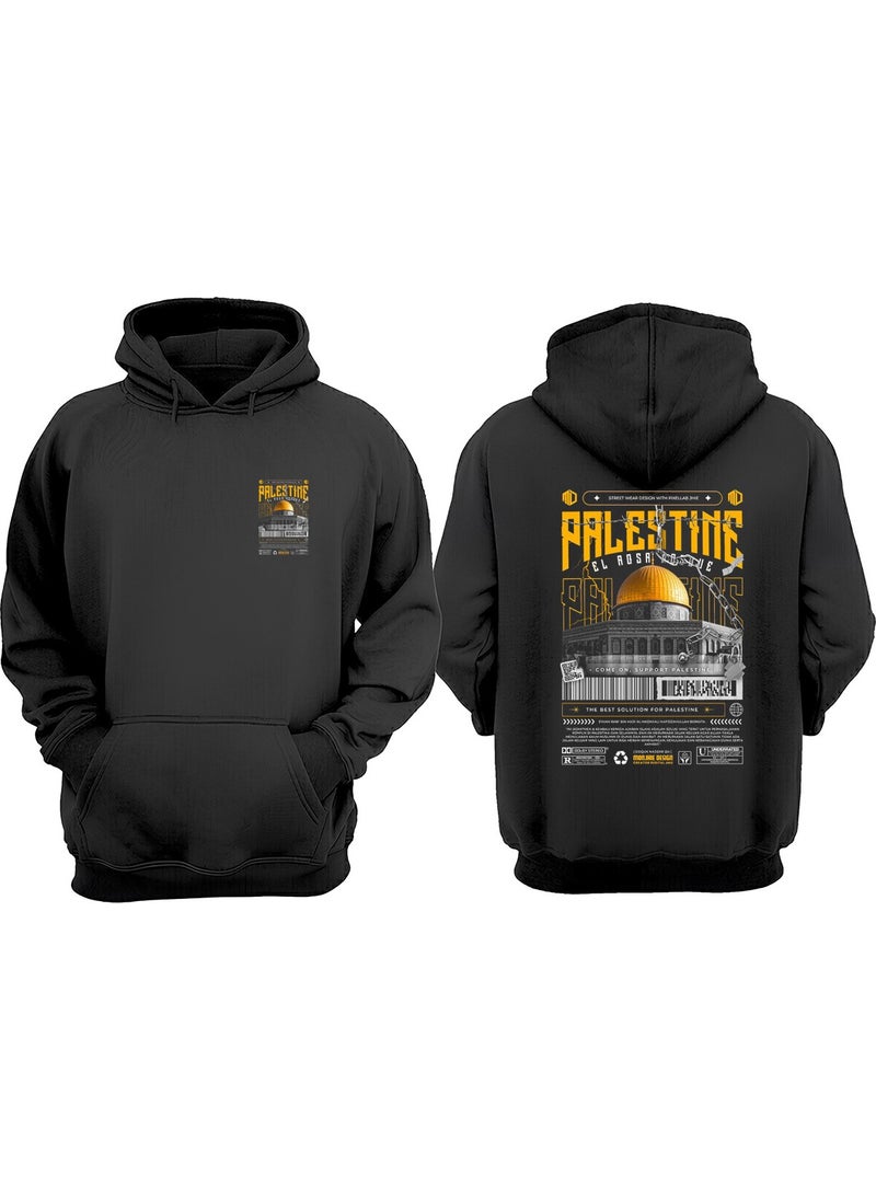 The Wert - Unisex Palestine Design Front Back Printed Regular Fit Black Sweatshirt - Image 1