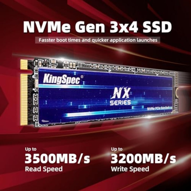 SSD، محرك أقراص الحالة الصلبة الداخلي M.2 2280 PCIe Gen3x4، سرعة قراءة تصل إلى 3500 ميجابايت/ثانية، فلاش NAND ثلاثي الأبعاد متوافق مع أجهزة الكمبيوتر المحمول وأجهزة الكمبيوتر المكتبية - Image 2