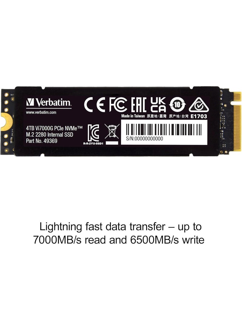 VERBATIM قرص صلب داخلي Verbatim Vi7000 PCIe NVMe M.2 سعة 2TB - Image 1
