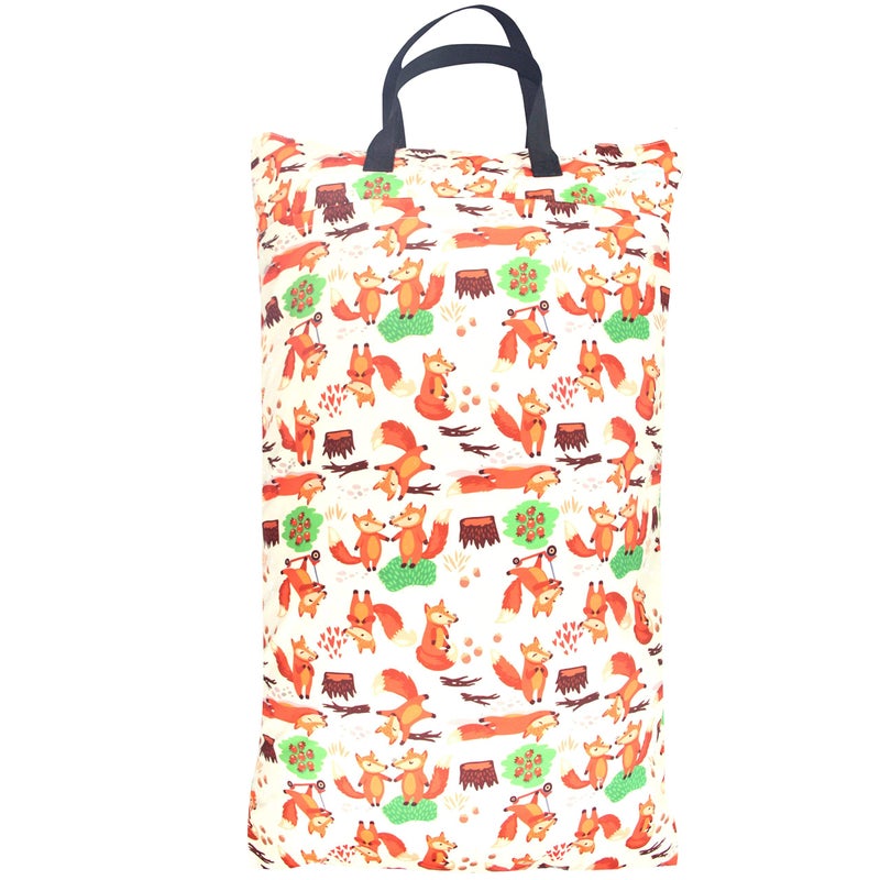 wegreeco Reusable Hanging Wet Dry Cloth Diaper Bag (Orange, Fox) - Image 3