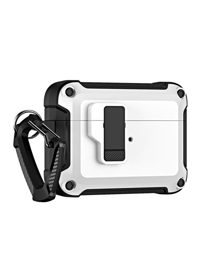Generic Case Cover For AirPods Pro 2 TPU + PC Wireless Bluetooth Earphone Protective Case with Switch Lock & Hook White 