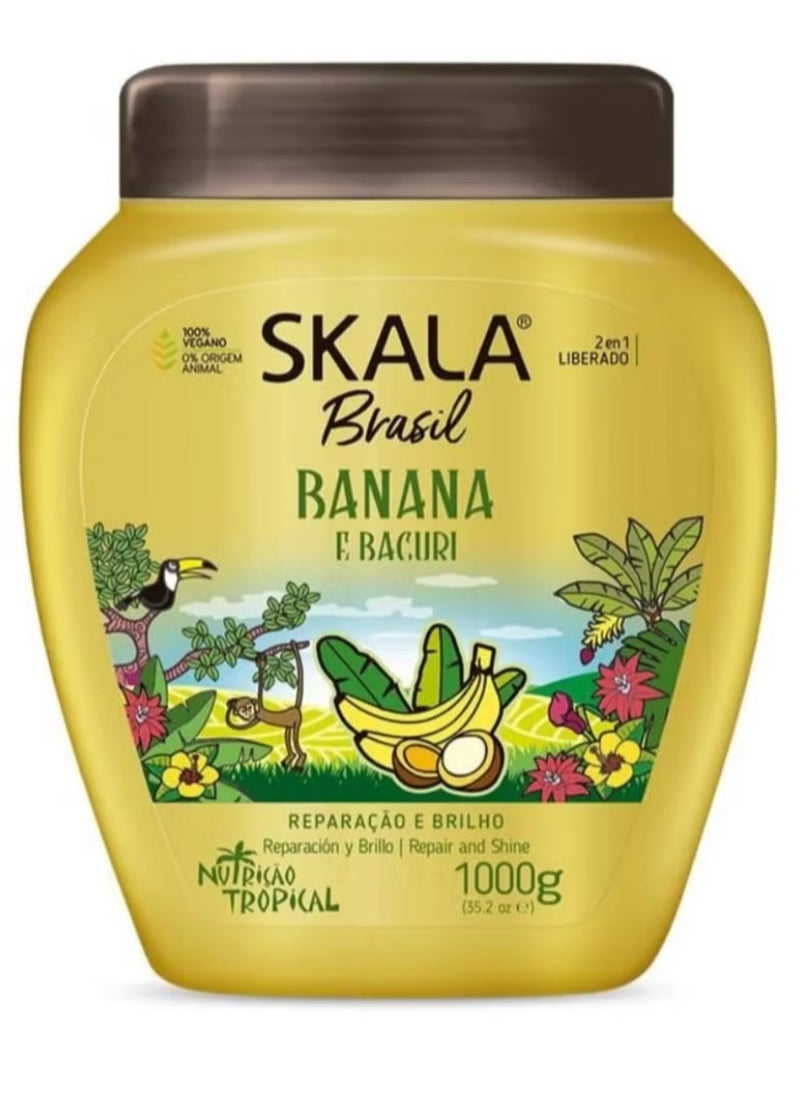 Scala (2 in 1) Brasil Baccory Banana Moisturizer Cream and helps protect hair from loss and damage and works to smooth the hair and maintain its shine Improves the health of the scalp and prevents exposure to dandruff (1000 grams)