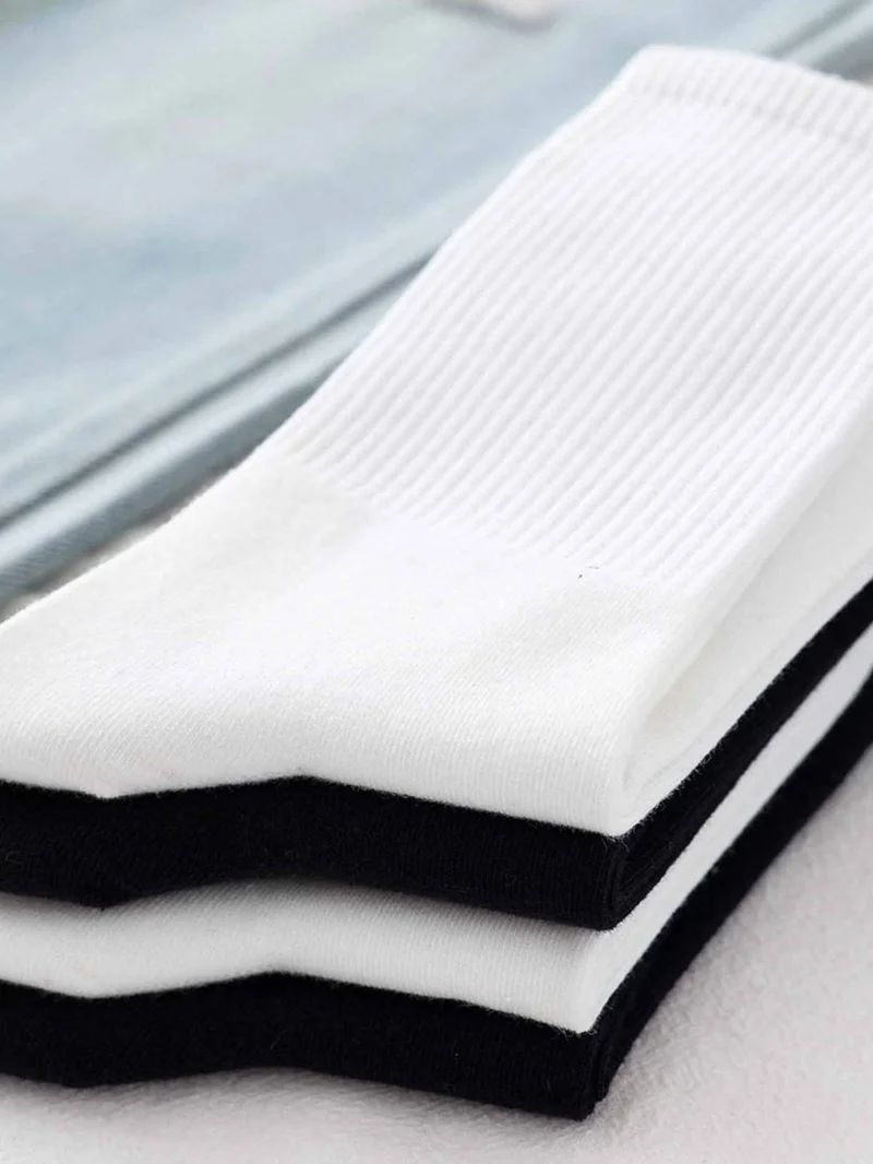 اسينتي Men's Sports Socks Women's Socks Long White Summer Socks Sports Football Tennis Socks 4 Pieces