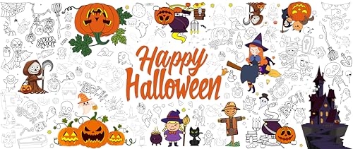 Tbsone Halloween Coloring Tablecloth Poster for Kids 72 30 Inch Giant Coloring Table Cloth for Halloween Crafts Activities Fun DIY Art Supplies for Parties Family School Games - Image 1