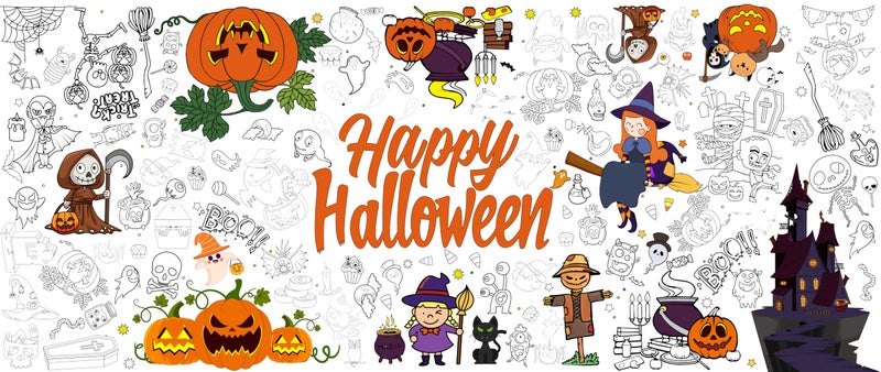 Tbsone Halloween Coloring Tablecloth Poster for Kids 72 30 Inch Giant Coloring Table Cloth for Halloween Crafts Activities Fun DIY Art Supplies for Parties Family School Games - Image 2
