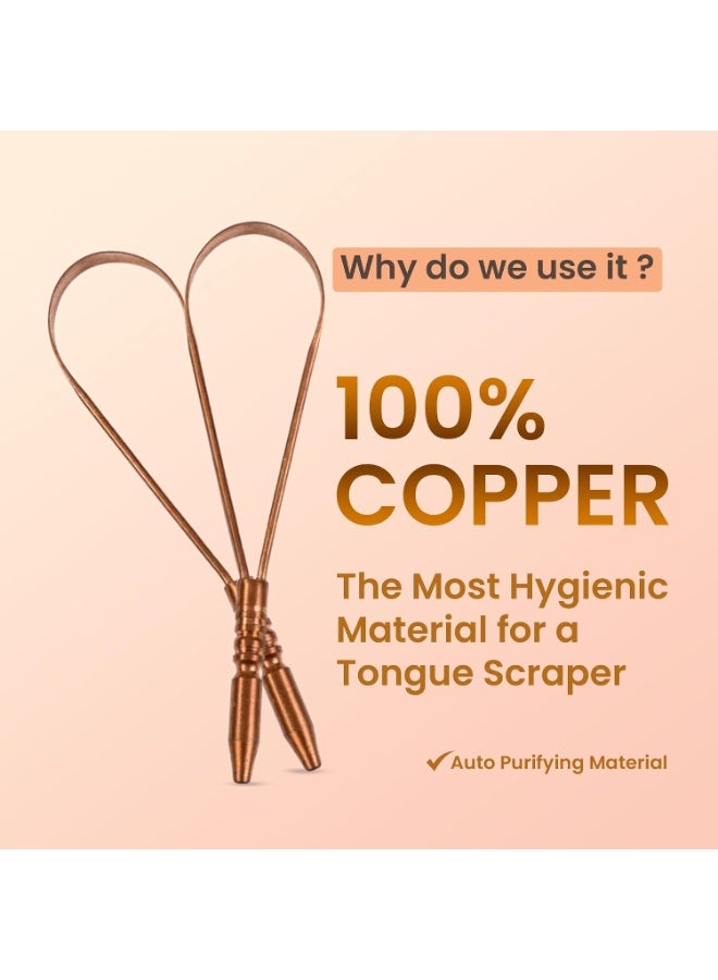 PUREXA Copper Tongue Cleaner with Ergonomic Q Handle (Pack of 2), 100% Food Grade Pure Copper Tongue Scraper for Fresher Breath - Image 4