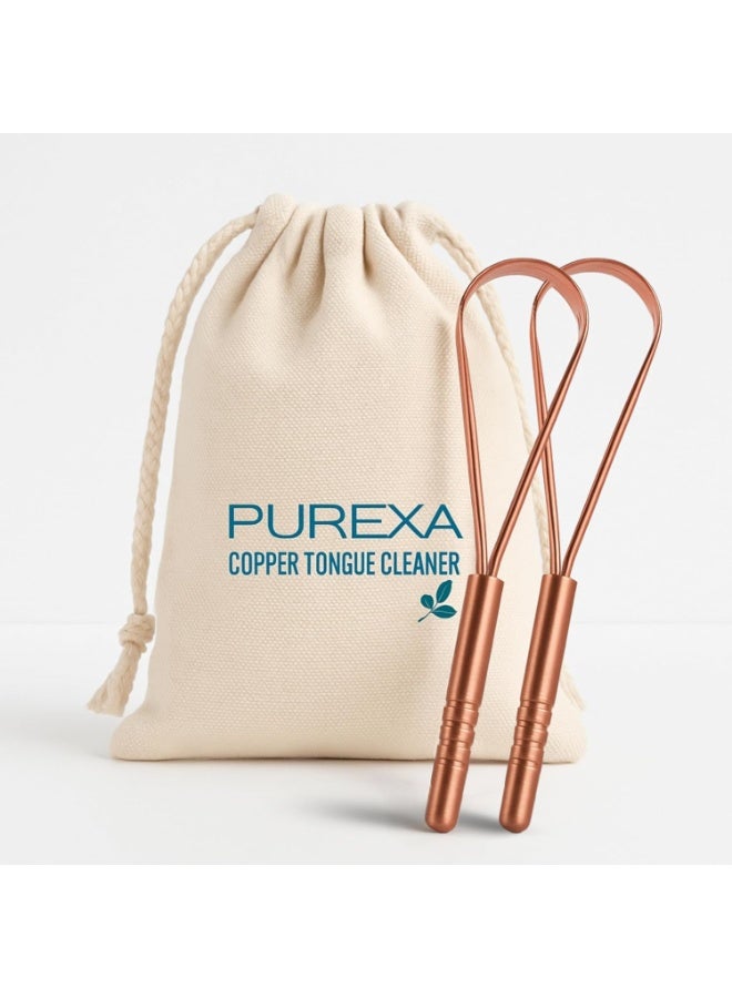 PUREXA Copper Tongue Cleaner with Ergonomic Q Handle (Pack of 2), 100% Food Grade Pure Copper Tongue Scraper for Fresher Breath - Image 1