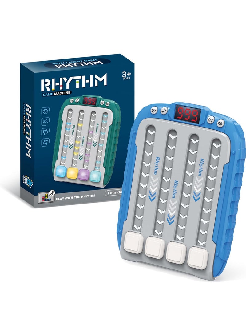 Rhythm Game Machine – Electronic Handheld Musical Challenge Toy with LED Lights, Interactive Beat Matching Game, Perfect for Family, Kids & Adults, Fast Press Push Game Fidget Toys Handle (Blue) - Image 1