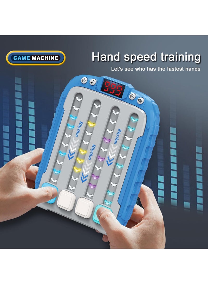 Rhythm Game Machine – Electronic Handheld Musical Challenge Toy with LED Lights, Interactive Beat Matching Game, Perfect for Family, Kids & Adults, Fast Press Push Game Fidget Toys Handle (Blue) - Image 2