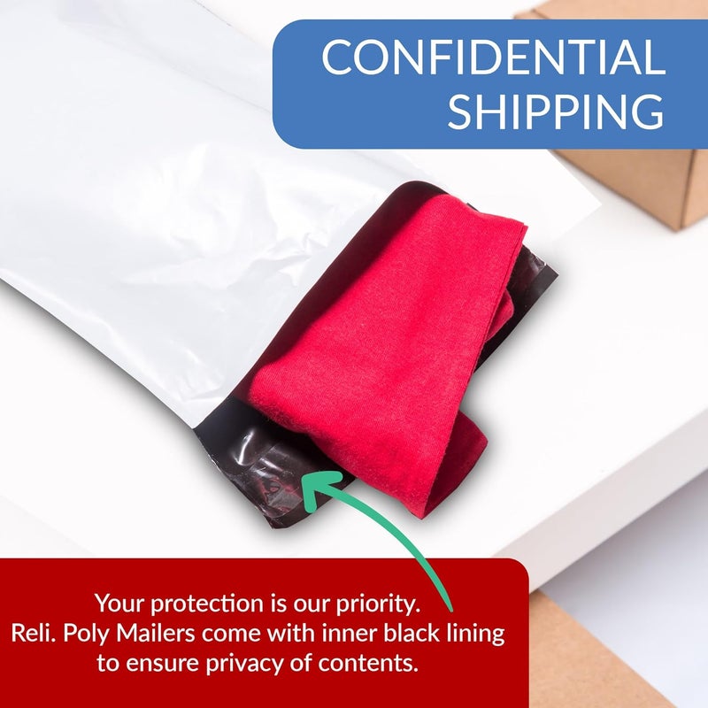 Reli. . Poly Mailers 6x9 | 1000 Pcs Bulk | Small Mailing Envelopes/Shipping Bags | White Packaging Bags for Shipping | Non-Padded Poly Mailers | Self Sealing for Small Items, Bulk (White) - Image 5