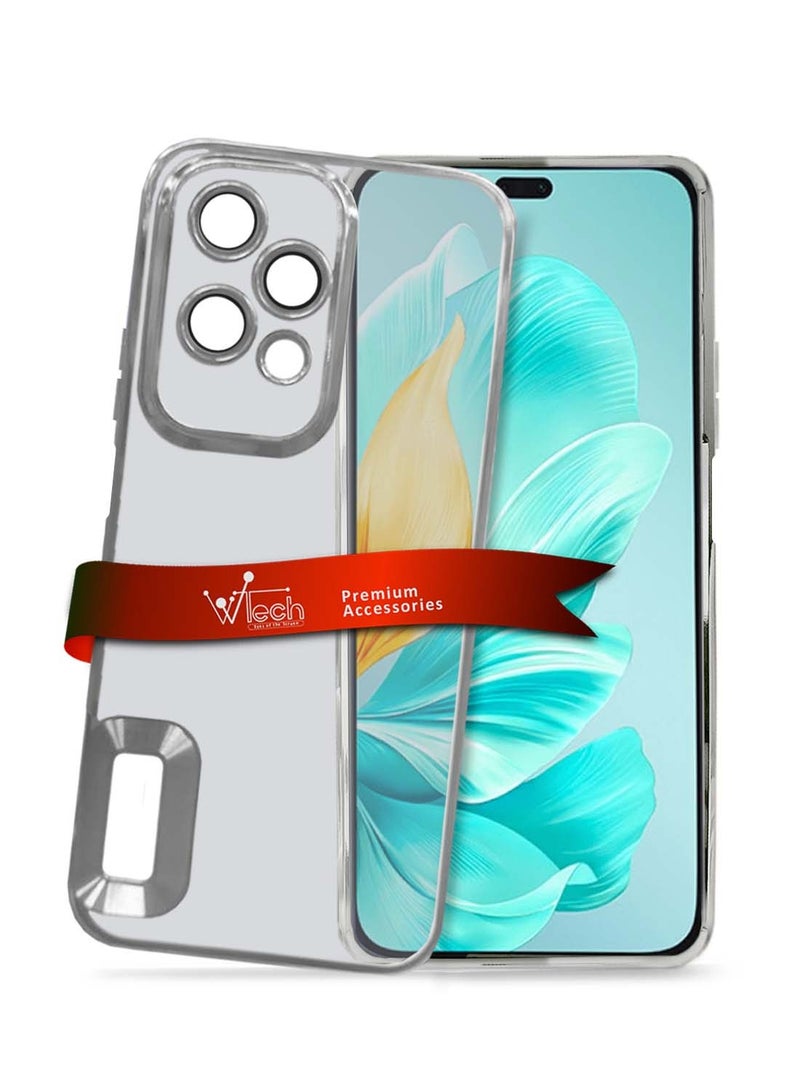 Wtech Honor 200 Lite 5G 2024 PU Luxury Plating Raised Lips Camera Hole Case Cover - Silver - Image 1