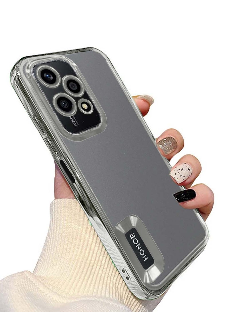 Wtech Honor 200 Lite 5G 2024 PU Luxury Plating Raised Lips Camera Hole Case Cover - Silver - Image 2