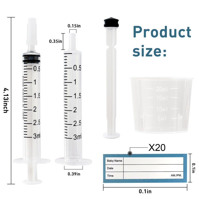 ISOPEN 50 Sets Colostrum Syringes,3mL Colostrum Collector Kits Include 50PC 3ml Sterile Syringe with Cap, Sticker, Clear ziplock Bag and a Measuring Cup - Image 2