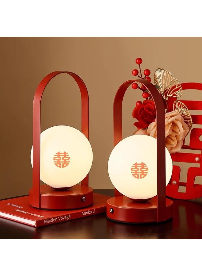 Bluejw A Pair Of Wedding Lamp Red Bedside Lamp Bedroom Bride Dowry New Wedding Room Gift For New Couple - Image 2